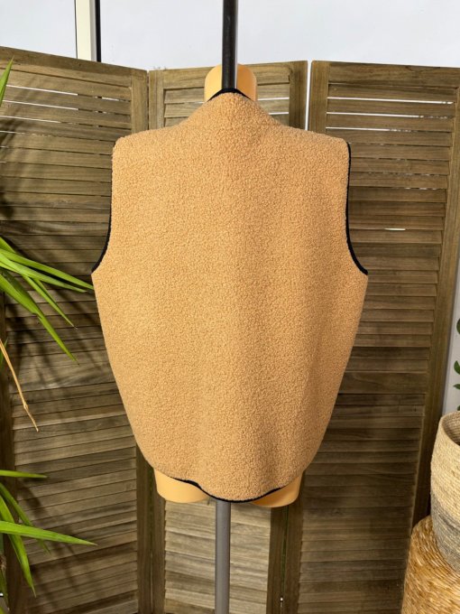 Gilet sans manches Sherpa camel doublé suédine du 38 au 46/48 et même +