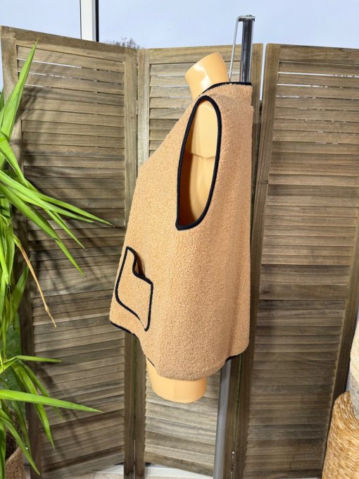 Gilet sans manches Sherpa camel doublé suédine du 38 au 46/48 et même +