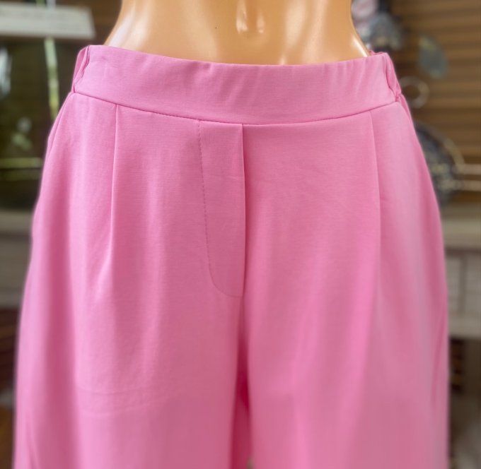 Pantalon dit Japonais Tenko Punto Milano Wide Leg rose layette du 38 au 48 