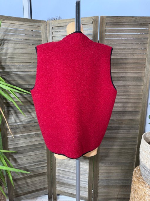 Gilet sans manches Sherpa rouge doublé suédine du 38 au 46/48 et même +