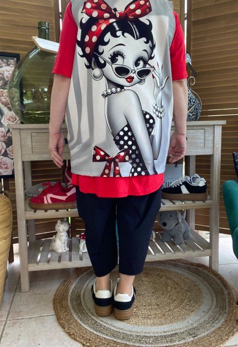 Gilet type barman sans manches Betty Boop Pin Up du 40 au 50 et même +