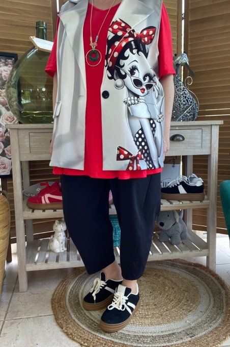 Gilet type barman sans manches Betty Boop Pin Up du 40 au 50 et même +