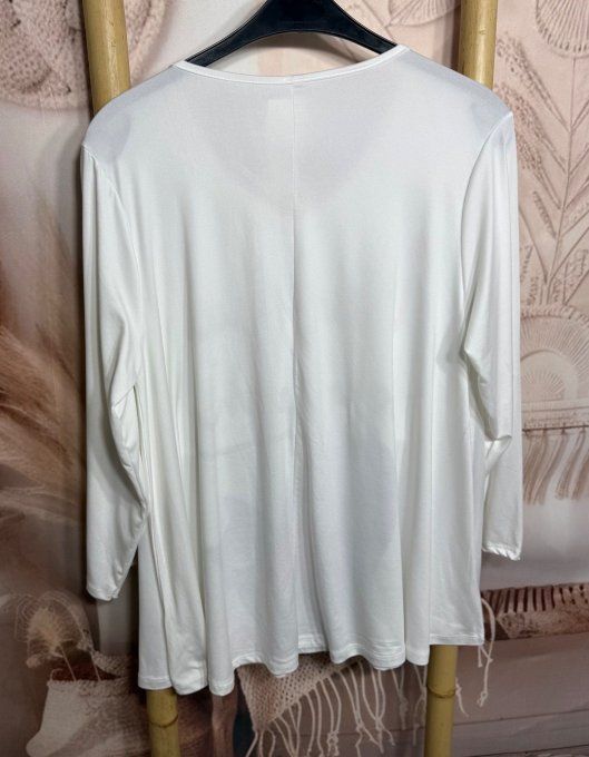 Lot de 2 Tops blancs manches longues Chat et Bouledogue du 42 au 56/58