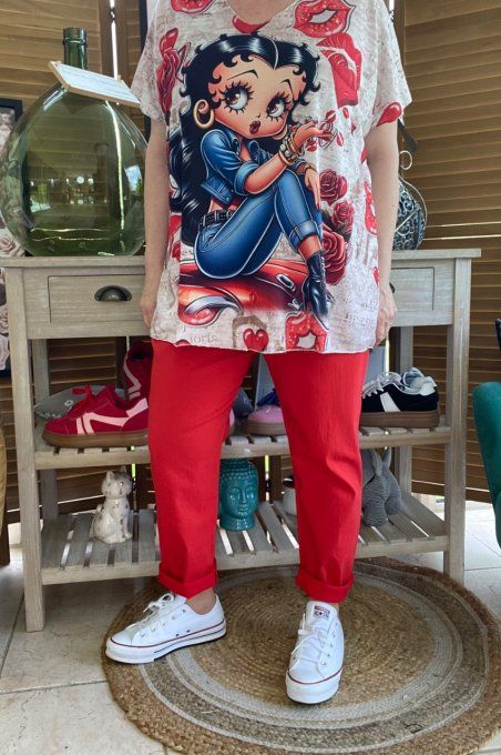 Top fin ample crème marbré Betty Boop Love du 40 au 52 
