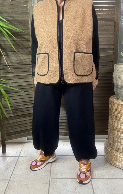 Gilet sans manches Sherpa camel doublé suédine du 38 au 46/48 et même +