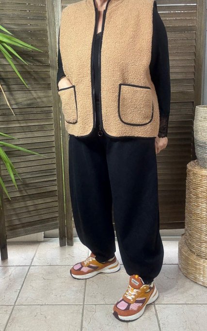 Gilet sans manches Sherpa camel doublé suédine du 38 au 46/48 et même +