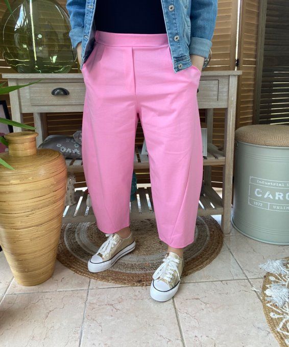 Pantalon dit Japonais Tenko Punto Milano Wide Leg rose layette du 38 au 48 