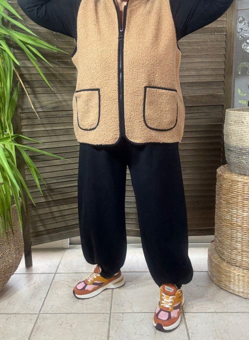 Gilet sans manches Sherpa camel doublé suédine du 38 au 46/48 et même +