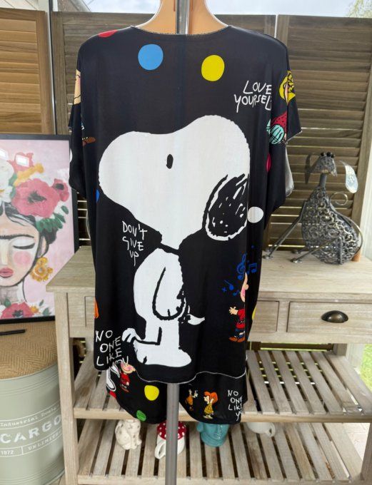 Ensemble short + top noir pois multicolores Lovely Snoopy du 38 au 50/52 