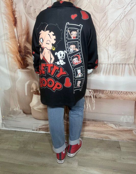 Veste blazer ample noire Betty Boop Hollywood Pinup Rétro du 40 au 50/52 et même + si portée ouverte