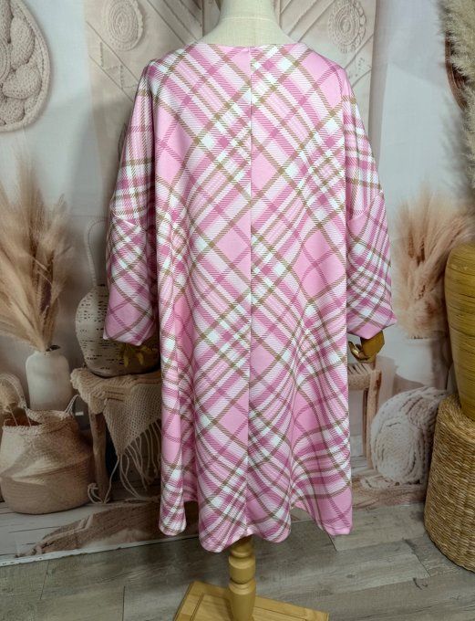 Robe trapèze ample Jacquard Esprit Rétro Sixties rose bébé douceur +++ du 42 au 54/56 