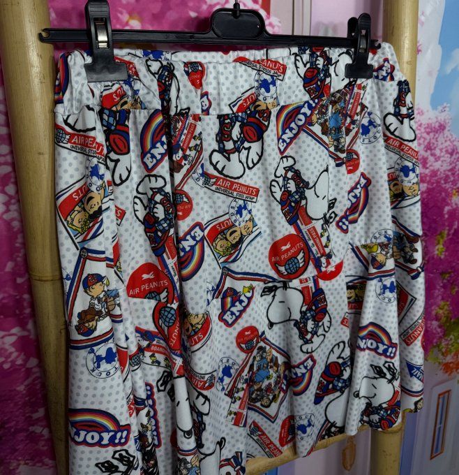 Jupe -short ample écrue Snoopy USA Air Flight All over stretch ++++ du 38 au 54