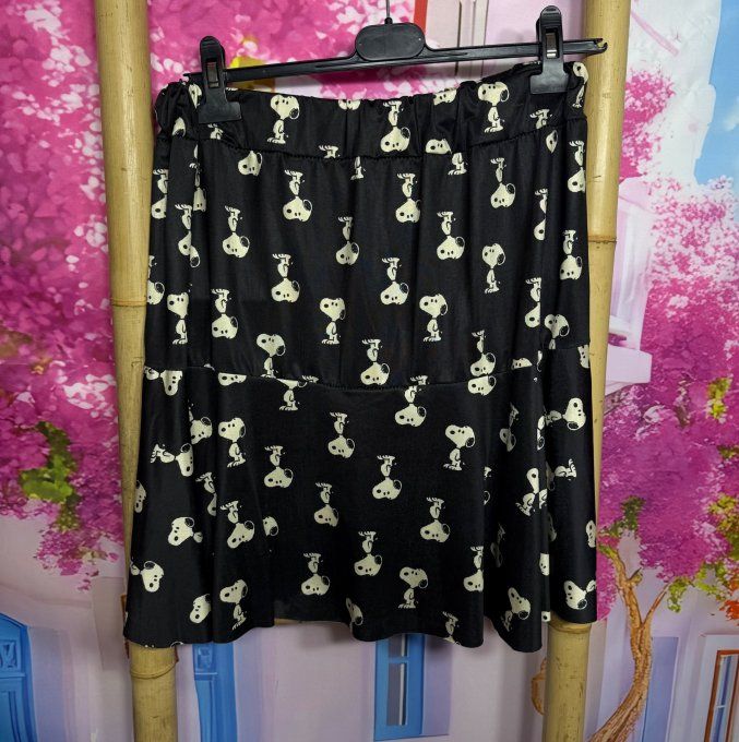 Jupe -short ample noire Snoopy crème All Over stretch ++++ du 38 au 54  