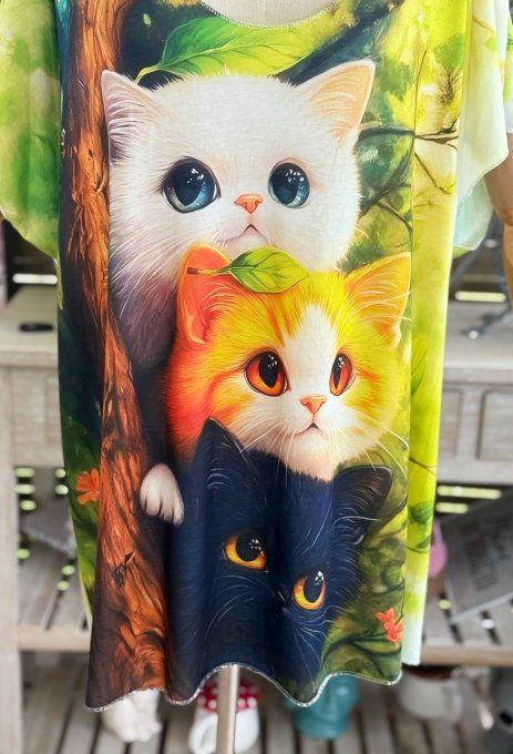 Top fin ample vert anis Les Petits Chats du 40 au 52