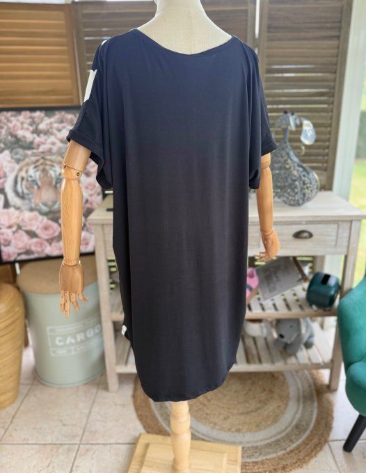 Tunique longue ou robe courte noire Snoopy au ballon coeur rouge du 40 au 50/52 