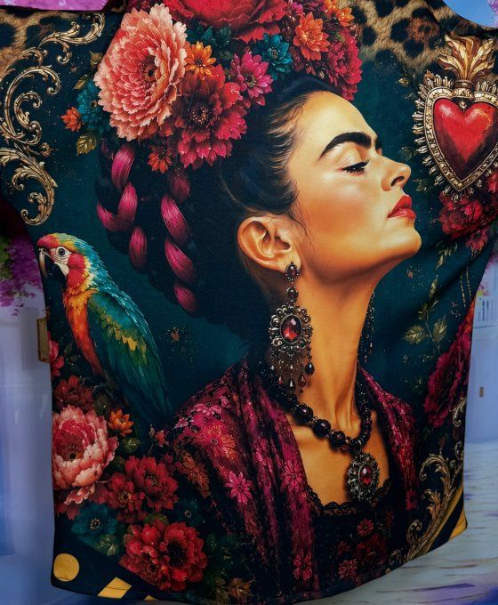 Manteau à capuche mi-long aspect laine bouillie Grenat Frida Kahlo confort +++ du 40 au 52 et même +