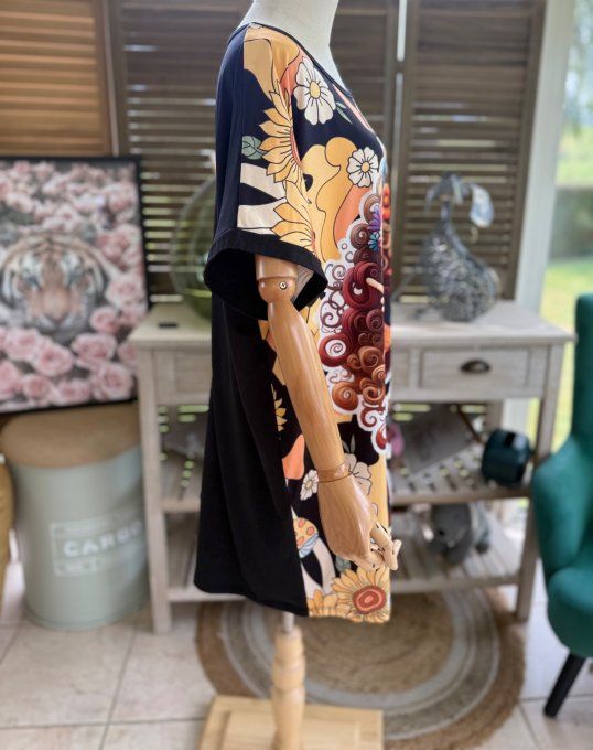 Tunique longue ou robe courte noire Pretty Hippie Girl du 40 au 50/52 