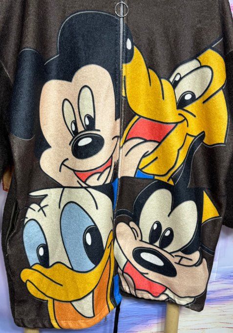 Gilet long à capuche oversize polaire chocolat Mickey Mouse et ses amis du 38 au 50 et même +