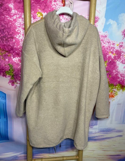 Gilet long à capuche oversize polaire beige Mickey Mouse et ses amis du 38 au 50 et même +