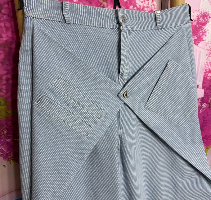 Jeans Wide Legs pans asymétriques rayé stone clair délavé du 40 au 48 (maxi 114cm Tour de taille)