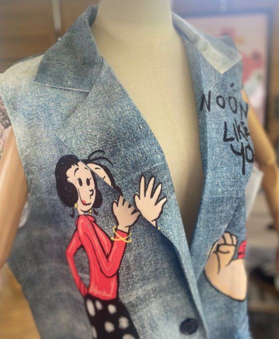 Gilet type barman sans manches effet jeans Popye & Olive du 40 au 50 et même +