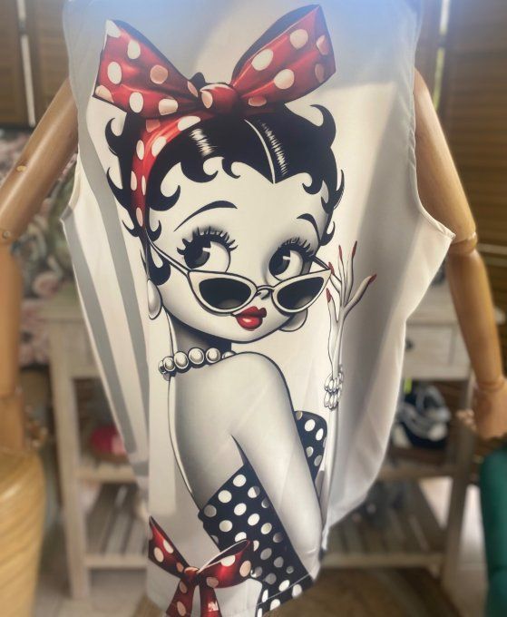 Gilet type barman sans manches Betty Boop Pin Up du 40 au 50 et même +