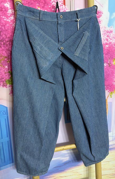 Jeans Wide Legs pans asymétriques rayé stone foncé du 40 au 48 (maxi 114cm Tour de taille)