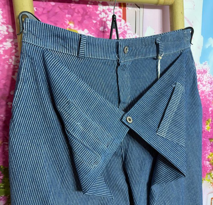 Jeans Wide Legs pans asymétriques rayé stone foncé du 40 au 48 (maxi 114cm Tour de taille)