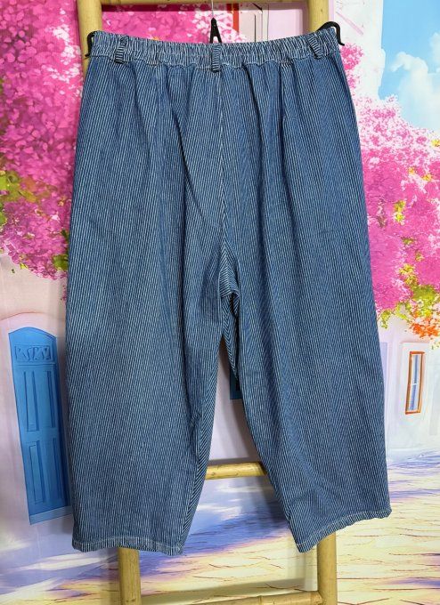 Jeans Wide Legs pans asymétriques rayé stone foncé du 40 au 48 (maxi 114cm Tour de taille)