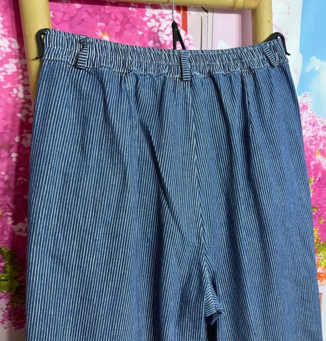 Jeans Wide Legs pans asymétriques rayé stone foncé du 40 au 48 (maxi 114cm Tour de taille)