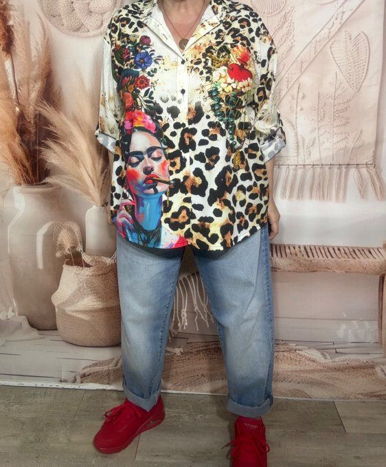 Chemise Léopard manches réglables Free Frida Kahlo Viva la Vida du 40 au 50/52