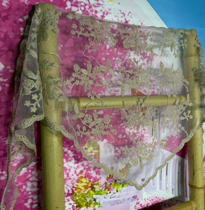 Grand Triangle en dentelle Taupe clair Bohème Chic  +++ 