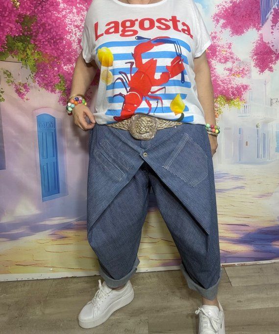 Tee-shirt ample blanc La Langouste et les Citrons du 38 au 50/52 