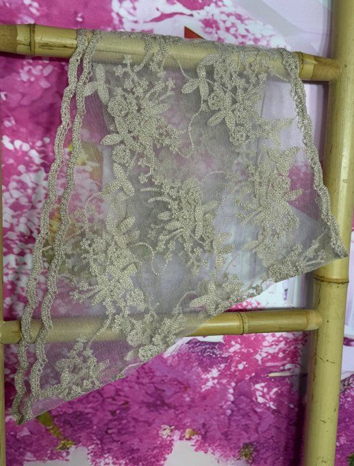 Grand Triangle en dentelle Taupe clair Bohème Chic  +++ 
