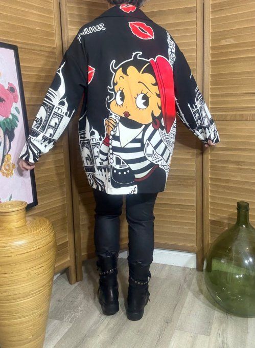 Veste blazer noire Betty Boop Pin Up in Paris du 42 au 52 et même +