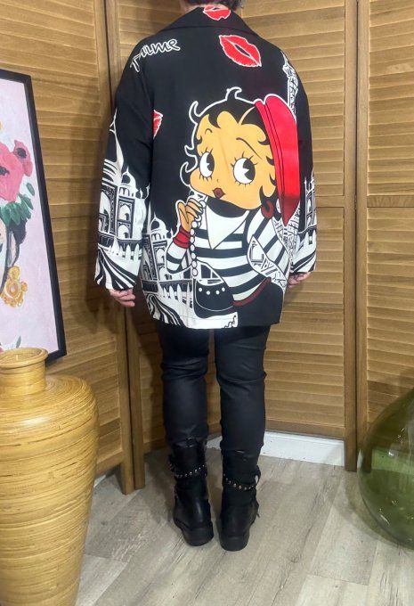Veste blazer noire Betty Boop Pin Up in Paris du 42 au 52 et même +