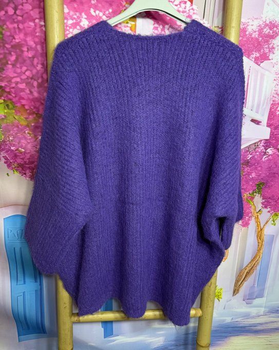 Gilet ample Violet ultra cocoon manches 3/4 Mina Rosa du 38 au 52 et même + 
