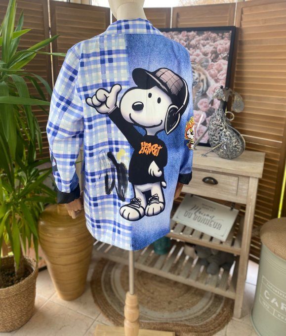 Veste blazer effet Jeans et Carreaux Tartan Snoopy du 38 au 46/48 