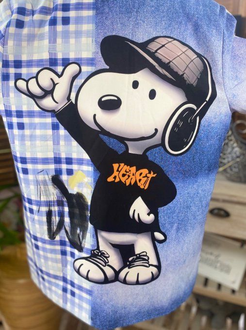 Veste blazer effet Jeans et Carreaux Tartan Snoopy du 38 au 46/48 