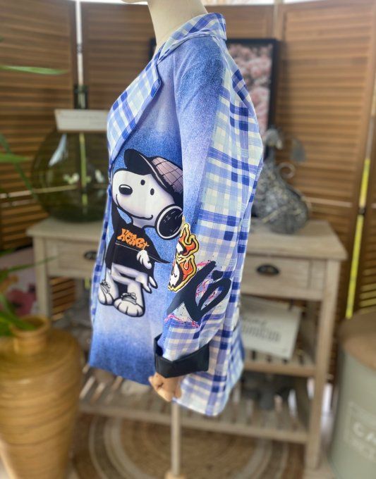 Veste blazer effet Jeans et Carreaux Tartan Snoopy du 38 au 46/48 