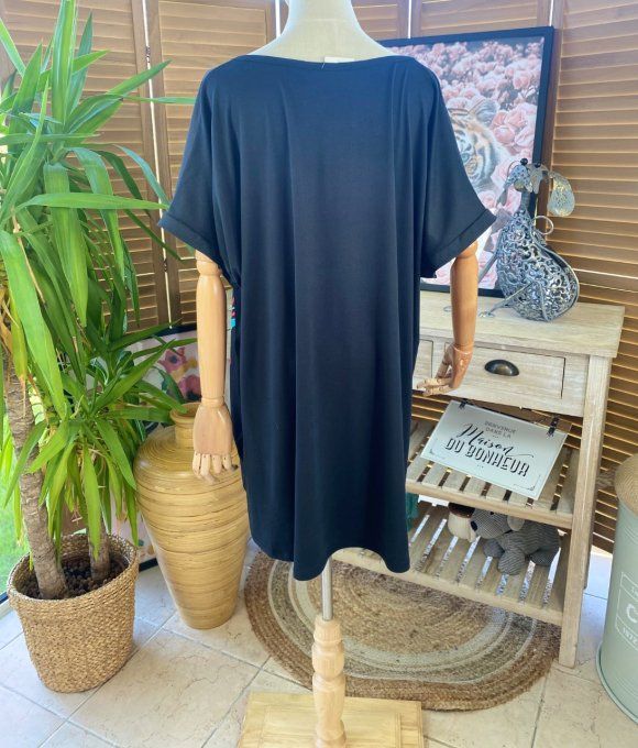 Pull court crème chiné spirales noires douceur +++ col v  du 36 au 44/46