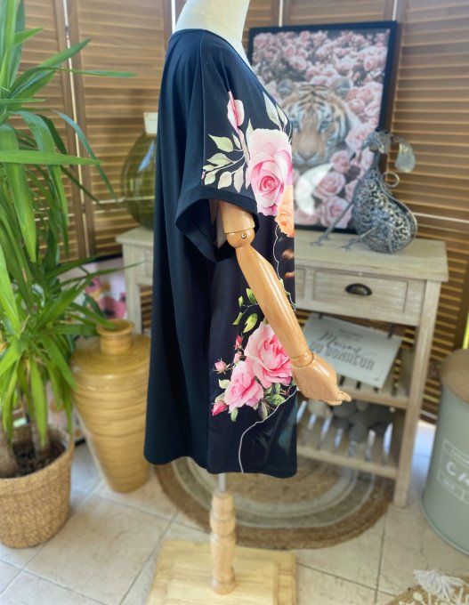 Pull court noir spirales blanches douceur +++ col v  du 36 au 44/46