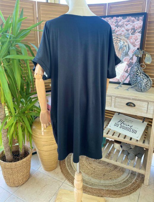 Pull court noir spirales blanches douceur +++ col v  du 36 au 44/46