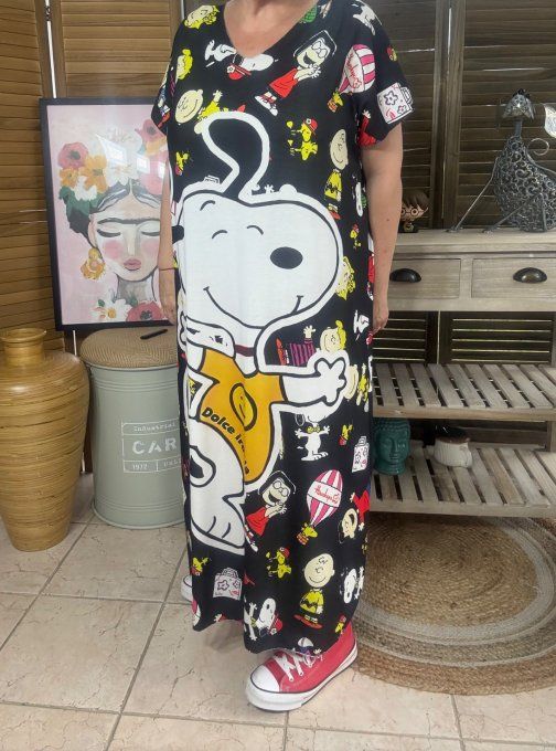 Robe longue noire Snoopy & Friends Charlie Brown Peanuts du 40 au 50 