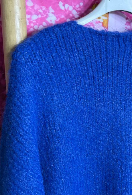 Gilet ample Bleu Royal bébé ultra cocoon manches 3/4 Mina Rosa du 38 au 52 et même + 