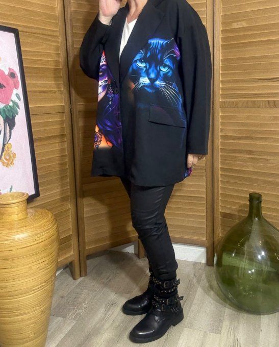 Veste blazer noire Mexican Skulls Velvet Catrina du 42 au 52 et même +