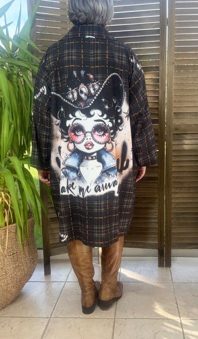 Robe chemise oversize Tartan carreaux Betty Boop Country Girl du 42 au 52/54