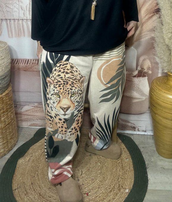 pantalon façon jogg  suédine beige Le Tigre Jungle Spirit confort ++++ du 38 au 46/48 