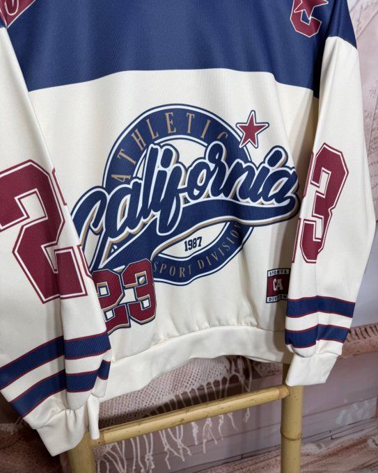 Sweat crème marine California University Number 23 Athletics Sport du 34 au 44 
