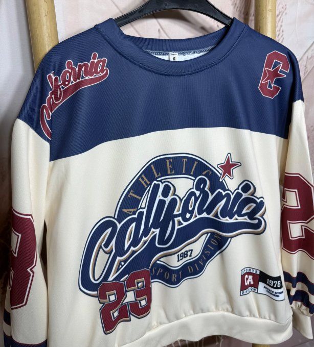 Sweat crème marine California University Number 23 Athletics Sport du 34 au 44 